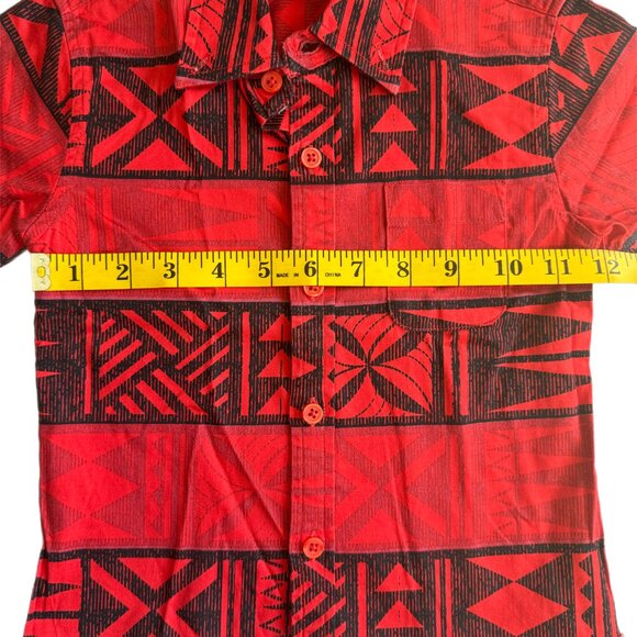 Tanoa Samoa Boys Button Down Shirt Size 4T Red Black - Picture 3 of 3